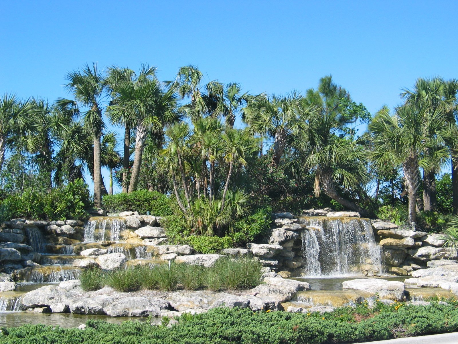 Heron Bay front entry waterfalls